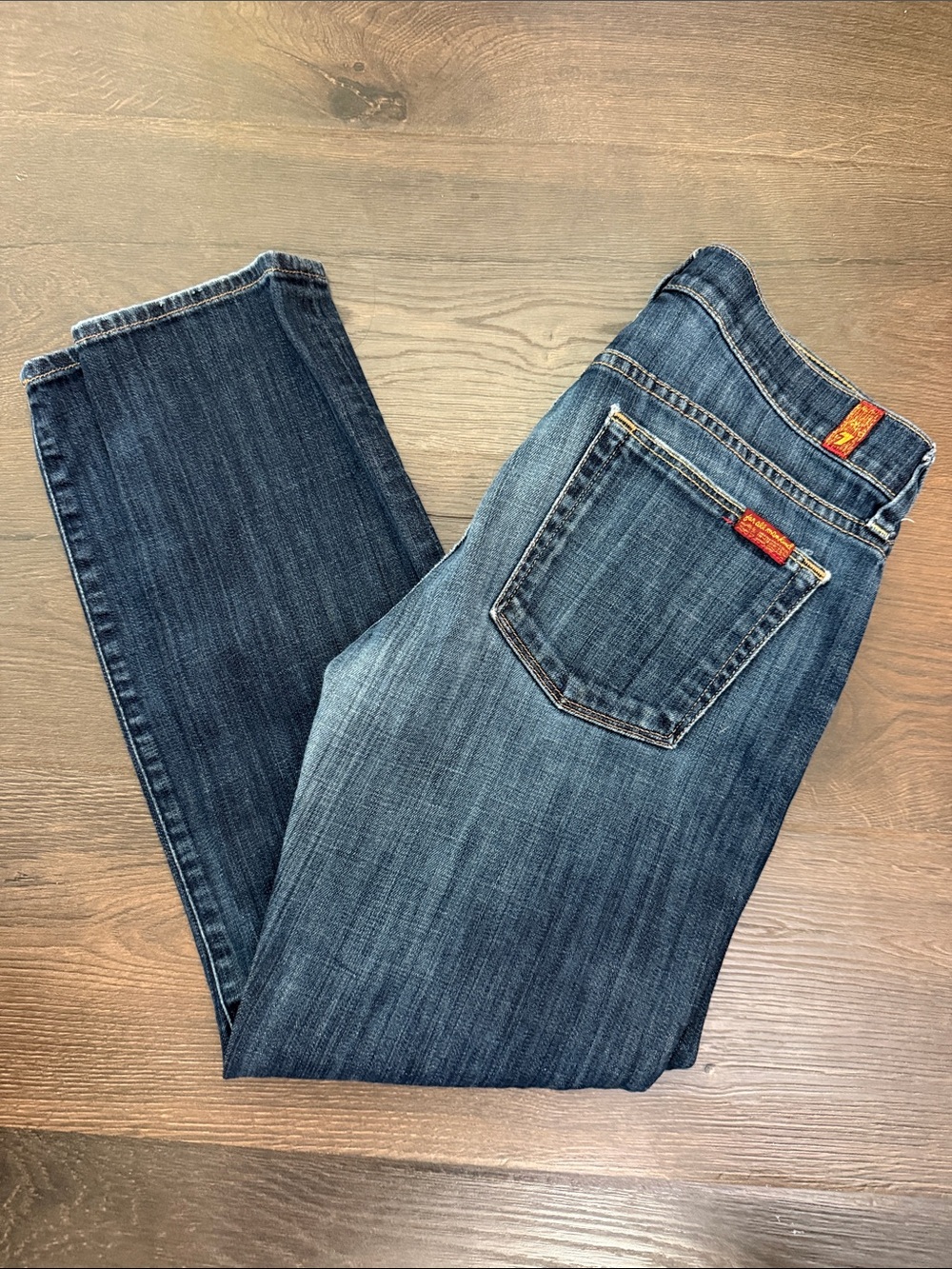 7 for all Mankind Slim Straight Cropped size 27 Dark Blue Women's Denim Jeans